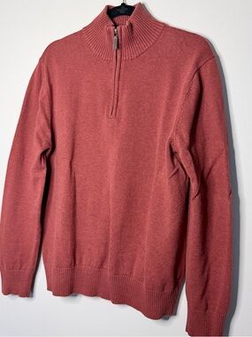 Men's Quarter-Zip Sweater in Brick Red/rust